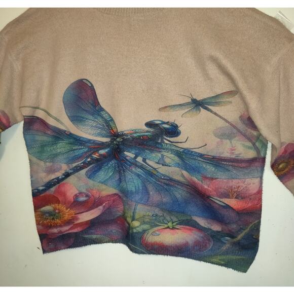 Dragonfly Sweater Top Women's Sz 2XL Colorful Bugs Good Luck Unisex Oversized - Picture 2 of 16